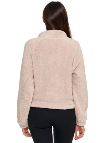 Bluzy damskie - Pluszowa bluza damska sherpa z zamkiem błyskawicznym BEŻOWY - produkt 3