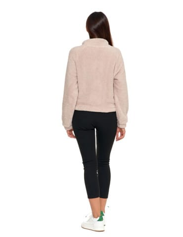 Bluzy damskie - Pluszowa bluza damska sherpa z zamkiem błyskawicznym BEŻOWY - produkt 9