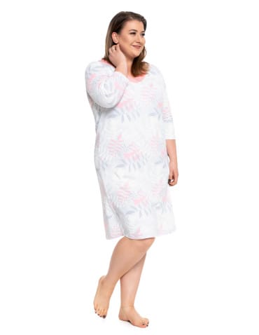 Koszule nocne - Koszula nocna damska z rękawem 3/4 w kwiaty Plus Size WZ&Oacute;R 1 - produkt 1