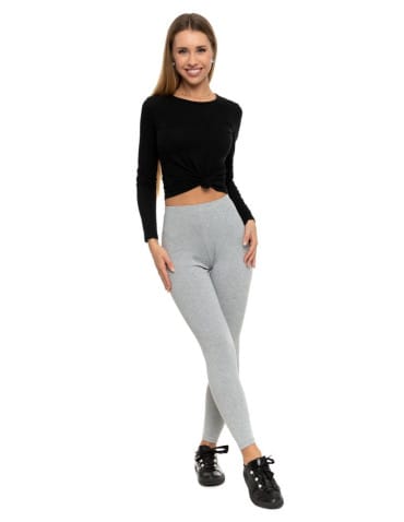 Legginsy damskie - Klasyczne legginsy ocieplane damskie JASNY SZARY - produkt 9