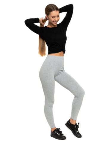 Legginsy damskie - Klasyczne legginsy ocieplane damskie JASNY SZARY - produkt 10