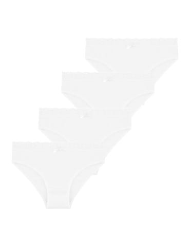 Białe majtki figi dziewczęce bawełniane z kokardką 4-pak