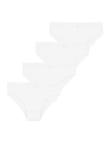 Białe majtki figi dziewczęce bawełniane z kokardką 4-pak