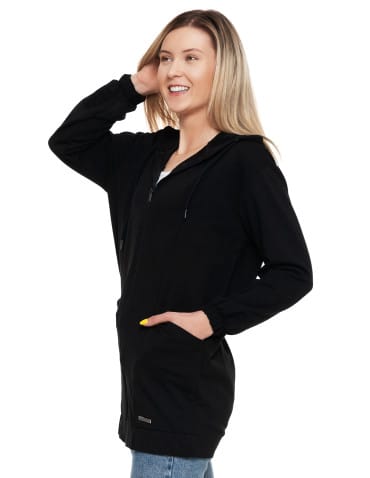 Bluzy damskie - Bluza damska długa z głębokimi kieszeniami CZARNY - produkt 3