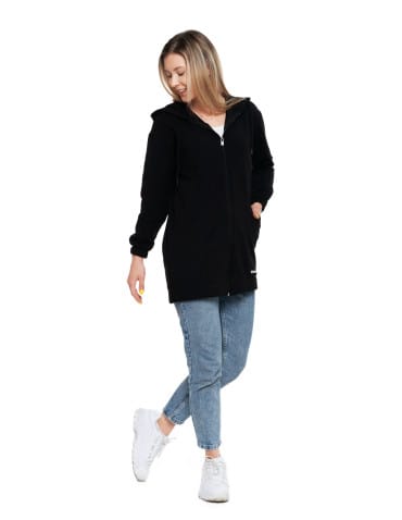 Bluzy damskie - Bluza damska długa z głębokimi kieszeniami CZARNY - produkt 10