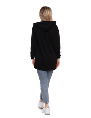 Bluzy damskie - Bluza damska długa z głębokimi kieszeniami CZARNY - produkt 11