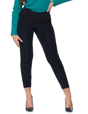 Legginsy damskie - Legginsy damskie z ozdobnym zamkiem z boku CZARNY - produkt 6