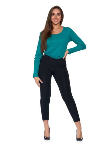 Legginsy damskie - Legginsy damskie z ozdobnym zamkiem z boku CZARNY - produkt 1