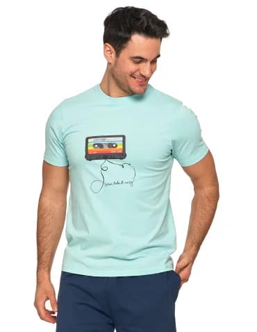 Koszulka męska T-shirt z okrągłym dekoltem i nadrukiem
