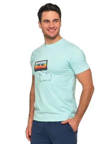 Koszulka męska T-shirt z okrągłym dekoltem i nadrukiem - produkt 2