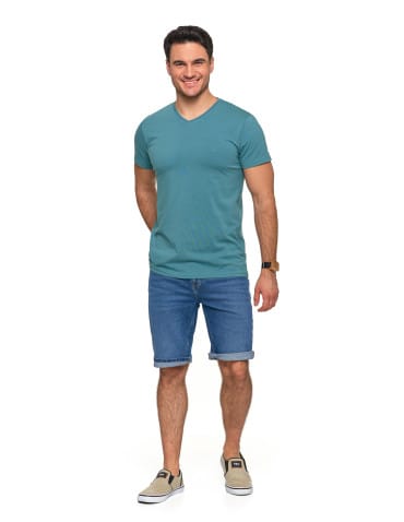 Koszulki i Tank Topy - Koszulka męska bawełna Premium T-shirt dekolt w serek MIĘTA - produkt 5