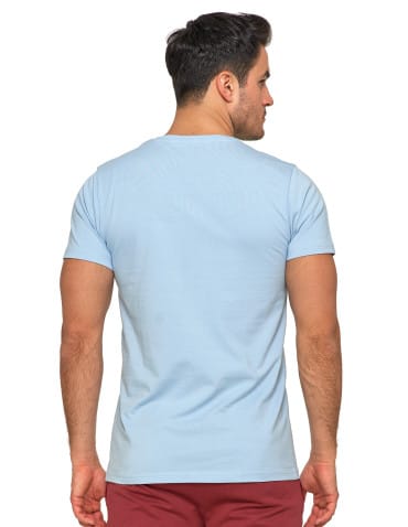 Koszulki i Tank Topy - Koszulka męska bawełna Premium T-shirt dekolt w serek JASNY NIEBIESKI  - produkt 2