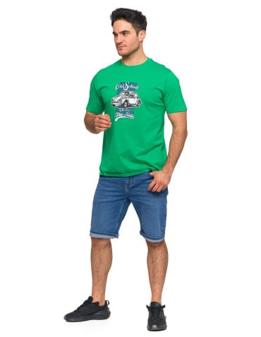 Koszulki i Tank Topy - Koszulka męska z garbusem nadruk T-shirt bawełniany ZIELONY - produkt 4