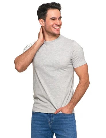 Koszulki i Tank Topy - Koszulka męska bawełniana krótki rękaw T-shirt Plus Size JASNY SZARY - produkt 1