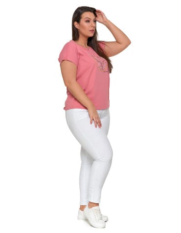 Koszulki i T-shirty - Koszulka damska T-shirt w kwiaty kr&oacute;tki rękaw R&Oacute;ŻOWY - produkt 9
