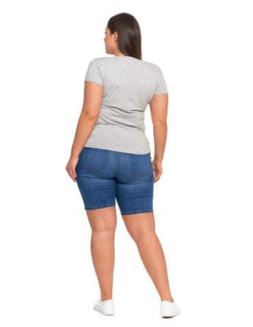 Koszulki i T-shirty - T-shirt damski bawełniany z dekoltem V Plus Size JASNY SZARY - produkt 6
