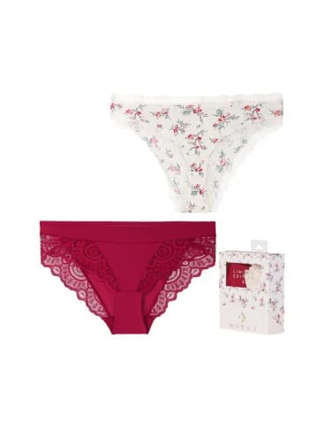Majtki figi - Majtki damskie figi eleganckie wykończenie koronkowe 2-pak WIELOKOLOROWY - produkt 1