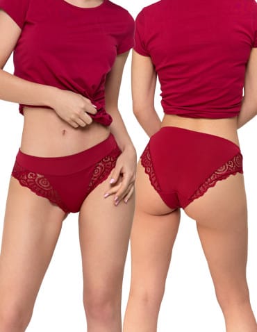 Majtki figi - Majtki damskie figi eleganckie wykończenie koronkowe 2-pak WIELOKOLOROWY - produkt 2