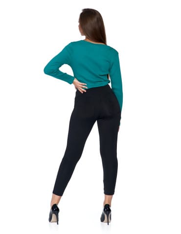 Legginsy damskie - Legginsy damskie z ozdobnym zamkiem z boku CZARNY - produkt 2