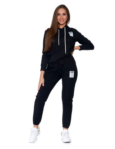 Bluzy damskie - Bluza damska z kapturem CZARNY - produkt 4