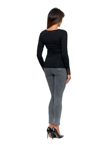 Spodnie damskie - Spodnie jeansy damskie typu skinny elastyczne CIEMNY NIEBIESKI - produkt 2