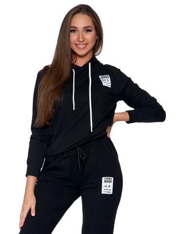Bluzy damskie - Bluza damska z kapturem CZARNY - produkt 1