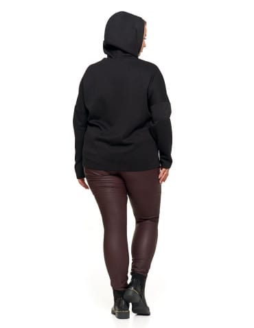 Bluzy damskie - Luźna damska bluza z kapturem ze złotym zdobieniem CZARNY - produkt 4