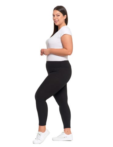 Legginsy damskie - Legginsy damskie w prążek z wysokim stanem CZARNY - produkt 6