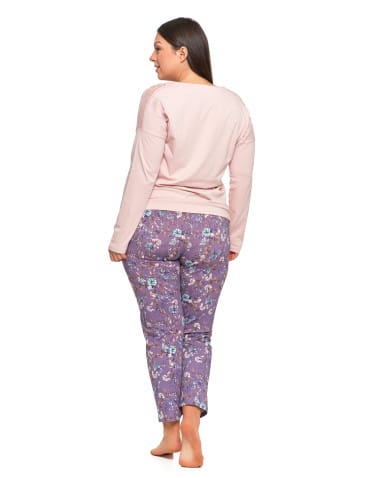 Długi rękaw - Damska piżama Plus Size długa z koronkowymi detalami GRAFIT - produkt 2