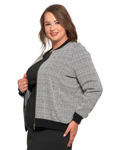 Bluzy damskie - Bluza damska bomberka na zamek wzór w kratkę z kieszeniami WZÓR 1 - produkt 11