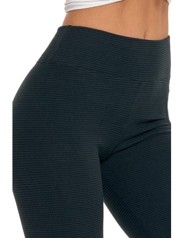 Legginsy damskie - Damskie legginsy z wysokim stanem i prążkowaną strukturą GRAFIT - produkt 6