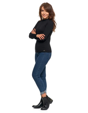 T-shirty i podkoszulki - Damski sweter półgolf z długim rękawem z wiskozą CZARNY - produkt 7
