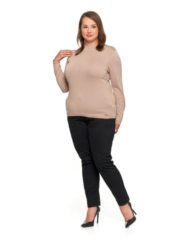 T-shirty i podkoszulki - Damski sweter półgolf z długim rękawem z wiskozą BEŻOWY - produkt 4
