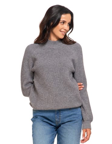 Swetry i kardigany - Sweter damski z miękkiej dzianiny o luźnym kroju SZARY - produkt 6