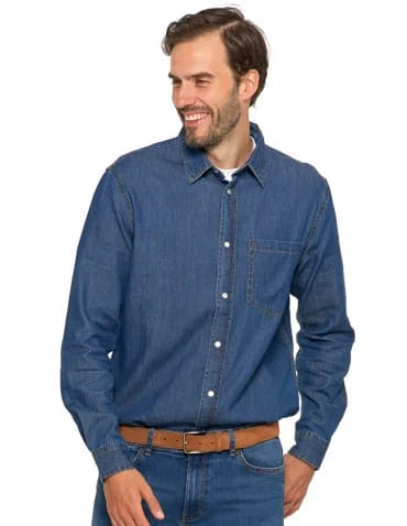 Koszulki i Tank Topy - Klasyczna męska koszula jeansowa JEANS - produkt 1
