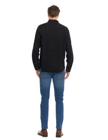 Koszulki i Tank Topy - Klasyczna męska koszula jeansowa CZARNY - produkt 9
