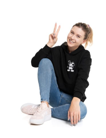 Bluzy damskie - Ocieplana bluza damska Mickey z kapturem CZARNY - produkt 12