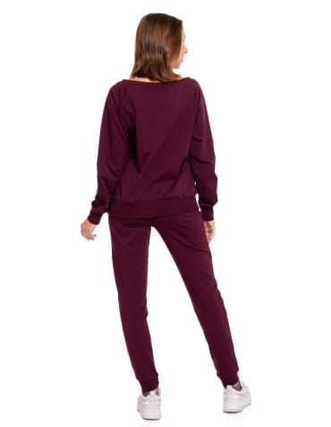 Bluzy damskie - Bluza damska dresowa o klasycznym kroju z nadrukiem BORDOWY - produkt 9
