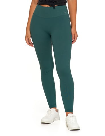 Legginsy damskie - Prążkowane legginsy damskie sportowe z wysokim stanem ZIELONY - produkt 8