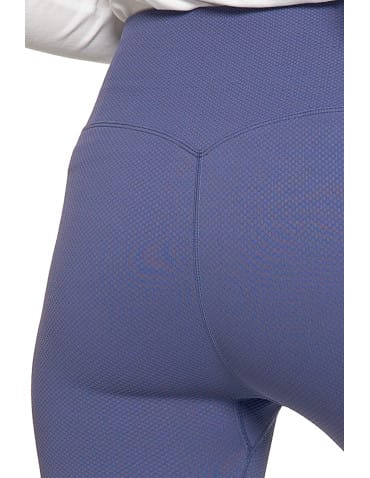 Legginsy damskie - Prążkowane legginsy damskie sportowe z wysokim stanem NIEBIESKI - produkt 5