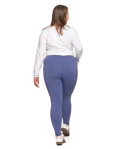 Legginsy damskie - Prążkowane legginsy damskie sportowe z wysokim stanem NIEBIESKI - produkt 13