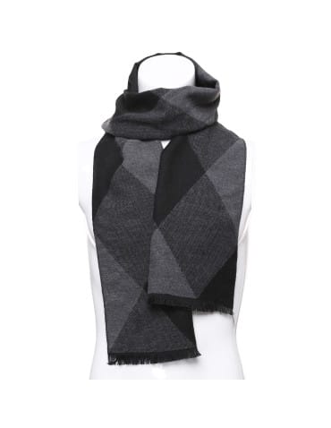 Szaliki - Męski szal na jesień i zimę w geometryczny wzór CZARNY - produkt 1