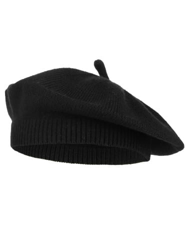 Czapki i opaski - Beret damski klasyczny dzianinowy CZARNY - produkt 1