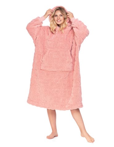 Kocobluzy - Ciepła kocobluza damska w serduszka RÓŻOWY - produkt 4