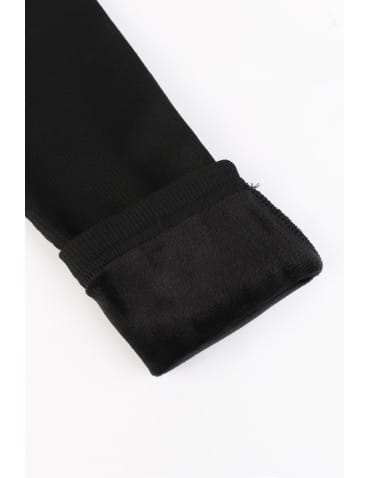 Legginsy damskie - Prążkowane legginsy damskie z wysokim stanem ocieplane CZARNY - produkt 5