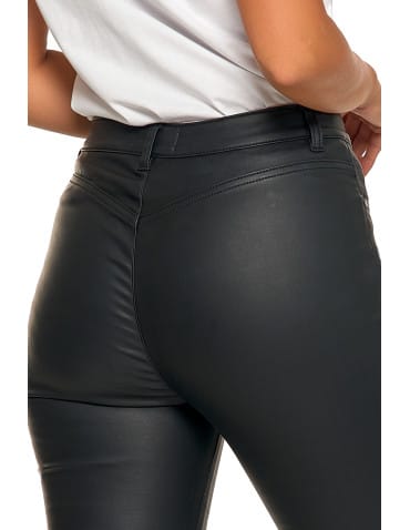 Spodnie damskie - Spodnie damskie skinny z wysokim stanem woskowane CZARNY - produkt 6
