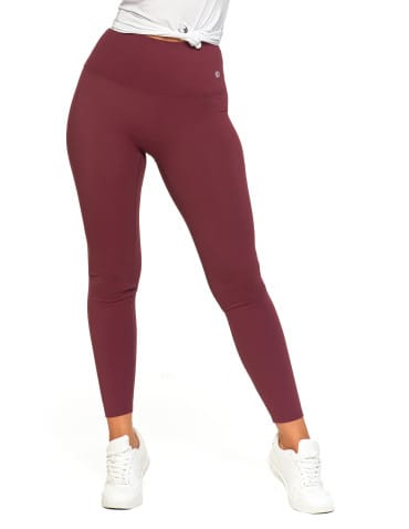 Legginsy damskie - Legginsy damskie sportowe funkcyjne z wysokim stanem BORDOWY - produkt 4