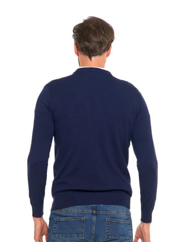 Swetry męskie - Męski sweter klasyczny z wiskozy elegancki GRANATOWY - produkt 2