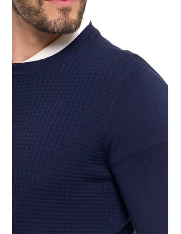 Swetry męskie - Męski sweter klasyczny z wiskozy elegancki GRANATOWY - produkt 4