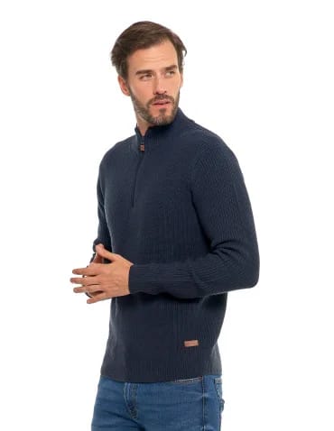 Sweter męski klasyczny zapinany ze stójką  - produkt 2